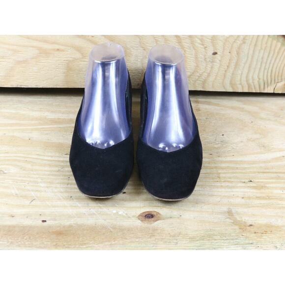 Salvatore Ferragamo Flats Black Suede 9 B Tortoise Shell Heels Vintage - Picture 2 of 10